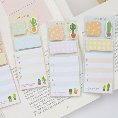 Novelty Cactus Cute Sticky Notes Stationery Kawaii Stickers Scrapbooking Papeleria Stickers planner Memo pads School Office