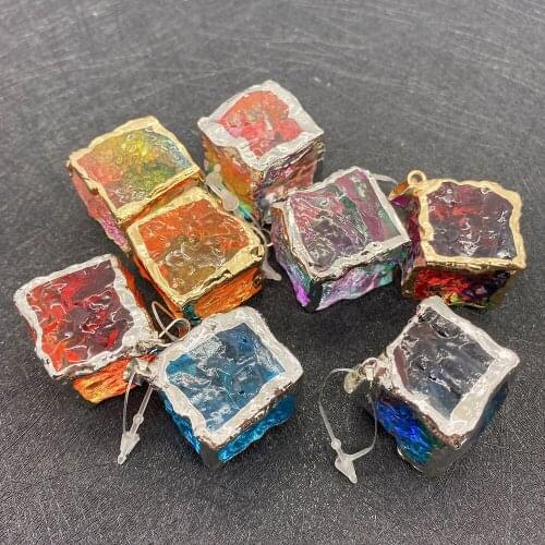 Wholesale a variety of colorful cube shape pendant crystals jewelry making DIY handmade accessories beaded decoration fashion