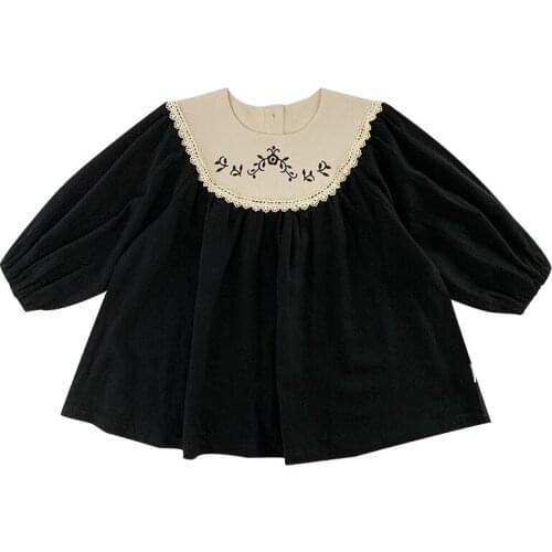 Girls vestidos autumn long-sleeved vintage dress 2020 new childrens embroidery stitching princess dress baby retro doll dresses