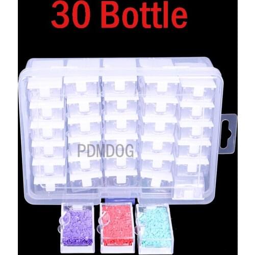 30/75/76 Cells Plastic Storage Box Stickers Funnel Sets for Diamond Painting Embroidery Accessories Tools Container Box Holder