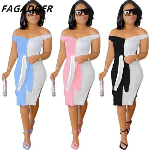 Color Patchwork Dress Sleeveless Off Shoulder Midi Dress With Belt Ol Elegant Dress Side Slit Slim Formal Party Vestidos