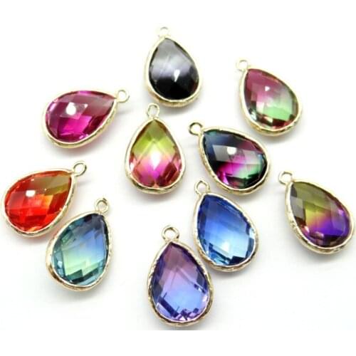 Natural stone Quartz crystal Turquoises lapis charm Teardrop pendants for DIY Jewelry Making Necklace Accessories 10pcs