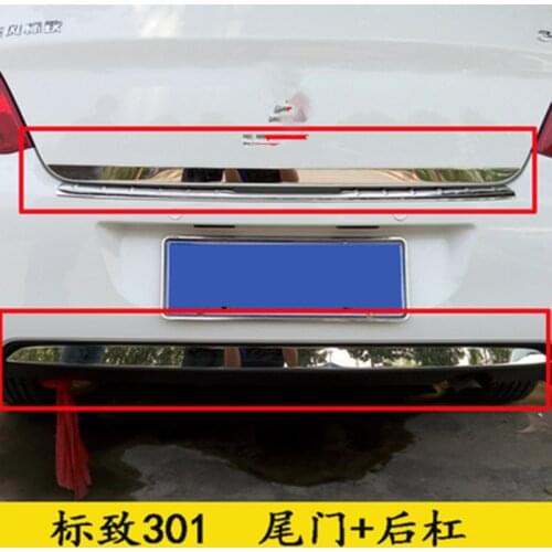 Stainless steel Rear bumper strip Tailgate strip Trunk Trim strip Rear trim fit for Peugeot 301 2014-2017 Auto parts