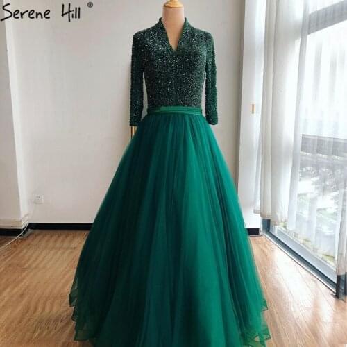 Pink A-Line Long Sleeve Tulle Evening Dresses Party Wear Dresses for Women 2020 V-Neck Sexy Lace Up Formal Dress Design BLA70491