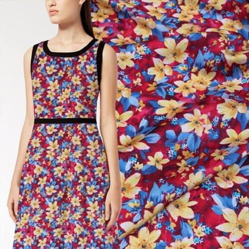 Floral Print Silk Stretch Satin Fabric Spandex Drape Soft Dress Shirt Dress Fabrics Custom Alibaba Express Cloth Sewing