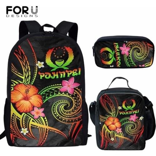 FORUDESIGNS School Bag for Girls Student Polynesian Pohnpei Tribal Plumeria Printed Childrens Travel Shoulder Bag Kids Backpack