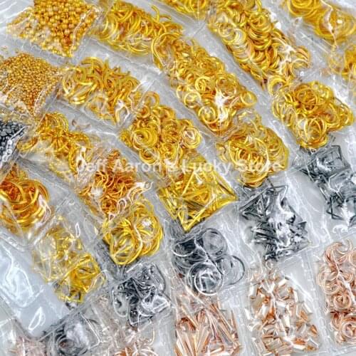 Mixed 3D Hollow Metal Frame Nail Art Decorations Silver Rivet Manicure Accessories Summer Shell Slider Nail Studs Rose Gold