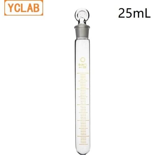 YCLAB 25mL Glass Test Tube with Graduation and Glass Stopper High Temperature Acid Alkali Resistance Laboratory Equipment