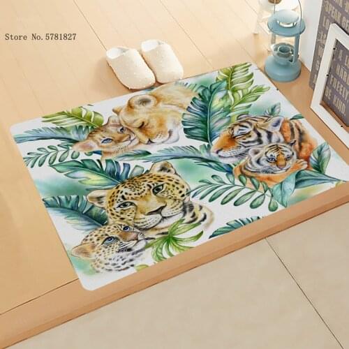 Tiger Leopean Small Doormat Peach Strawberry Doormat Green Plants Cartoon Floor Rug For Living Room Carpet For Bedroom Mat