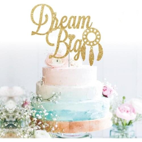 Personalised Dream Big cake topper, girl cake topper customised baby shower glitter cake topper cake smash Dessert toothpicks