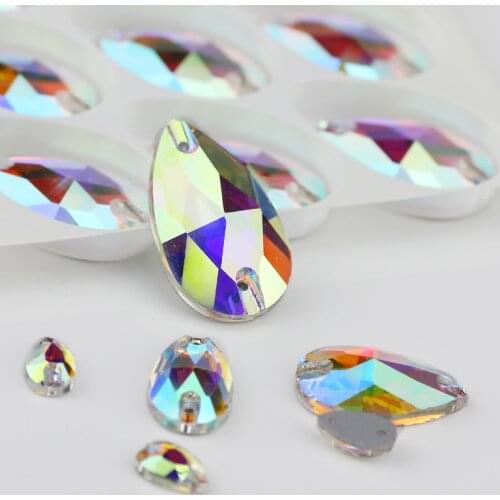 All size 3230 sew on Rhinestone Crystal AB flatback Rhinestones drop sew on stones for wedding dress clothing