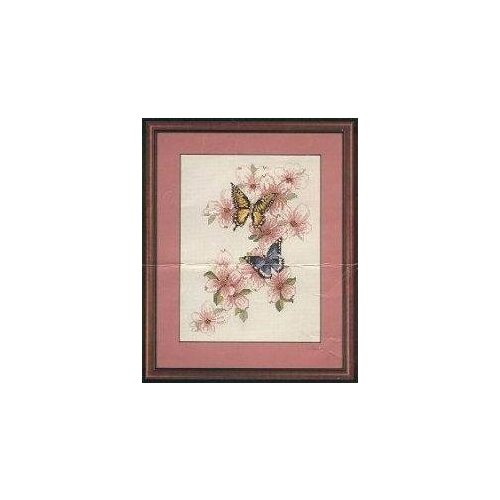 Fishxx Cross-Stitch T187 [Apricot flowers butterflies] cotton thread and cloth,14CT kit embroidery