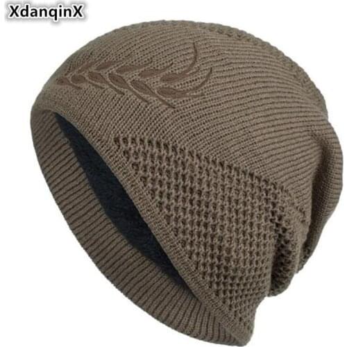 XdanqinX Womens Winter New Warm Beanies Hat Velvet Thick Warm Knitted Hats Mens Simple Retro Beanie Hat Trend Couple Ski Cap