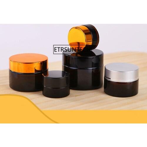 Amber Glass Jars For Cream 5G 10G 15G Brown Glass Round Jars With Inner Cover Makeup Container F2074
