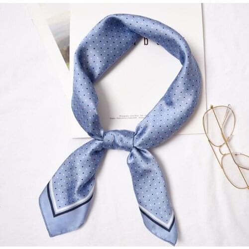 Yishine High Quality New Silk Scarf 70x70cm Little Dots Prints Women Shawl Satin Small Squares Head Bag Decorative Scarves