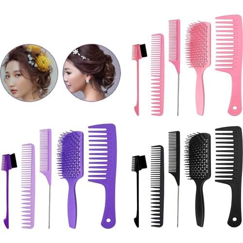 1Set Salon Hair Cuttimg Styling Plastic Barbers Brush Combs Set Hair Comb Straight Long Thick Curly Natural Hair Combs