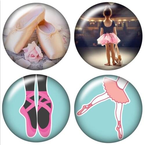 Dancing ballet 10pcs mixed 12mm/16mm/18mm/25mm Round photo glass cabochon demo flat back Making findings ZB0458