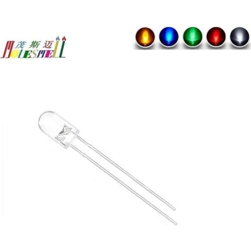 100pcs, 5mm Red Round Flangeless Bright Water Clear LED Leds+100 Free Resistor free shipping