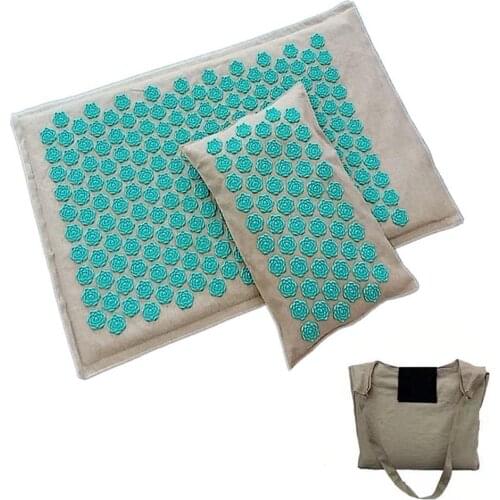 75x44cm Yoga Massage Mattress And Pillow Set Massage Cushion And Pillow Neck Back Foot Massager Pain Stress Relief Massage Pad
