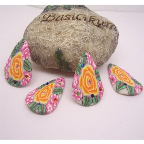 8pc/lots Polymer Clay Flat Tear Water Drop Pendant Beads For Bohemia Earrings Summer Jewelry Kids Crafts Making Accessories