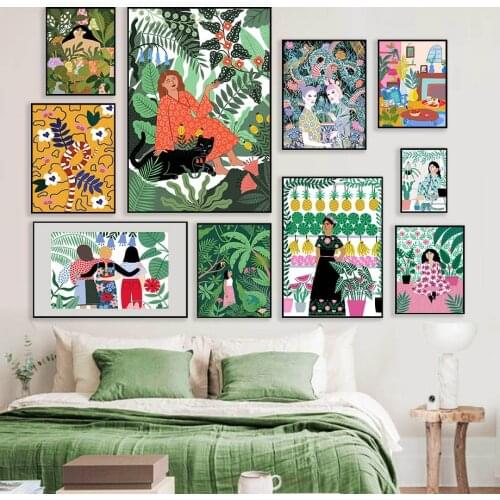 Abstract Girl Fruit Forest Print Canvas Decorative Wall Painting For Living Room Decoration Home Decor