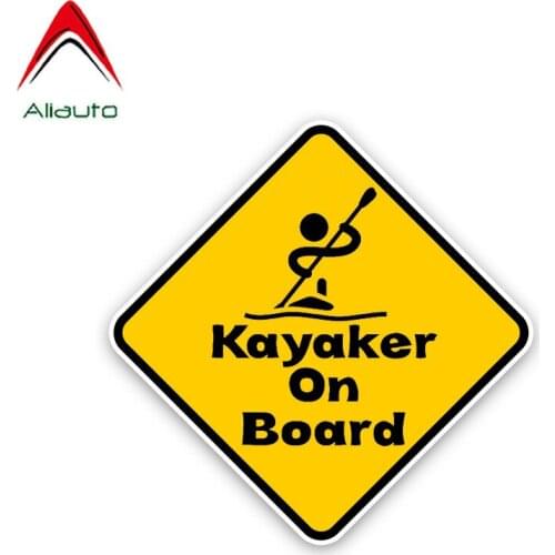 Aliauto Warning Car Sticker Kayaker on Board Accessories Reflective PVC Sunscreen Decal for Renault Opel Seat VW Volvo,13cm*13cm