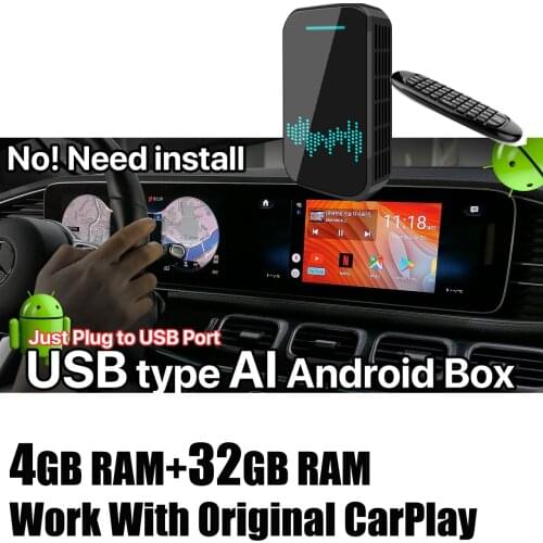 Car Multimedia Carplay Ai Box 4+32G Android 9 system Wireless Mirroring Video Player TV box For Original Car Stereo with CarPlay