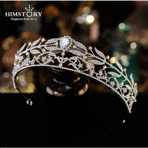 HIMSTORY Princess Rhinestone Tiara Wedding Bridal Hair Crown Hair Jewelries
