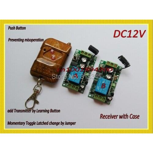 Remote controller switch system RF wireless switch 12V 1CH 1Receiver&3Transmitter/ Toggle /Momentary /Latched 200M AB Button