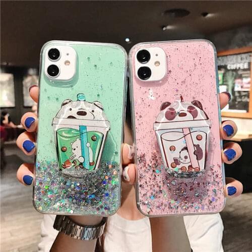 Sparkle Glitter Cartoon Bear Case For Xiaomi Redmi 10X 9A 9C 8A 7A 6A 5A 4X 4A K20 K30 Y3 Cute Dinosaur Stand TPU Cover