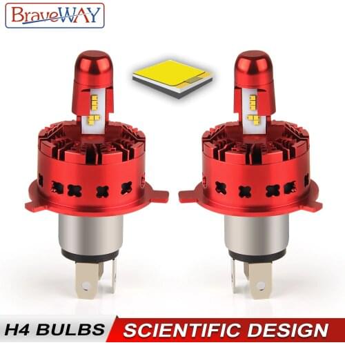 BraveWay ZES Chip Car Headlight H4 LED Bulb 96W 14400LM 6500K Light Automobile Super LED H4 Headlamp Bulb for Motorcycle 12V