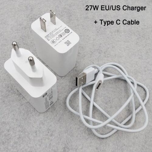 Xiaomi Mi 9 10 Fast Charger 27W EU Turbo Quick Charge Adapter USB Type C Cable For Mi 9 9T 10 Pro CC9 Note 10 Redmi K20 K30 Pro
