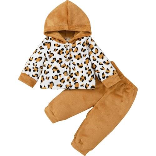 Spring Autumn Warm Girl Set Button Hoodied Jacket + Pants Suits for Baby Girls Fleece Clothes