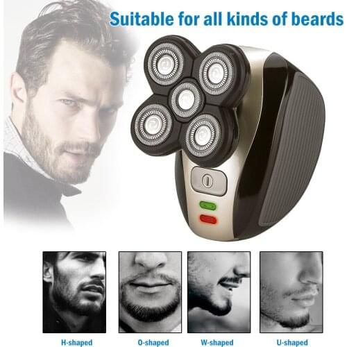 5 in 1 Rechargeable Electric Shaver Five Floating Heads Razors Hair Clipper Nose Ear Hair Trimmer Men Facial Cleaning Brush