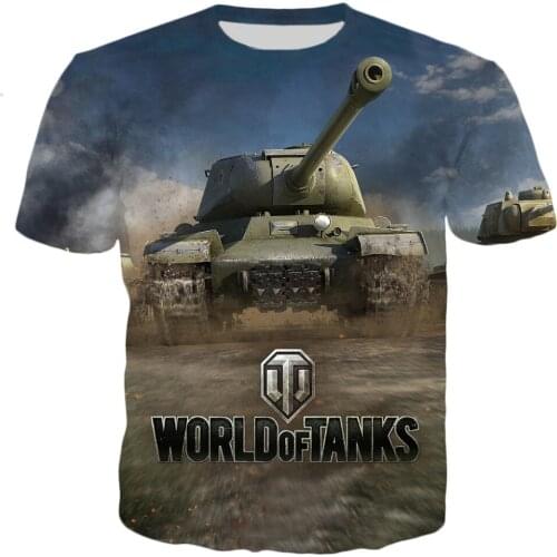 Game World Tank Pattern T-shirt Print Clothes Kids Fun T-shirt Clothing Kids Summer Mens Clothes Tee T-shirt