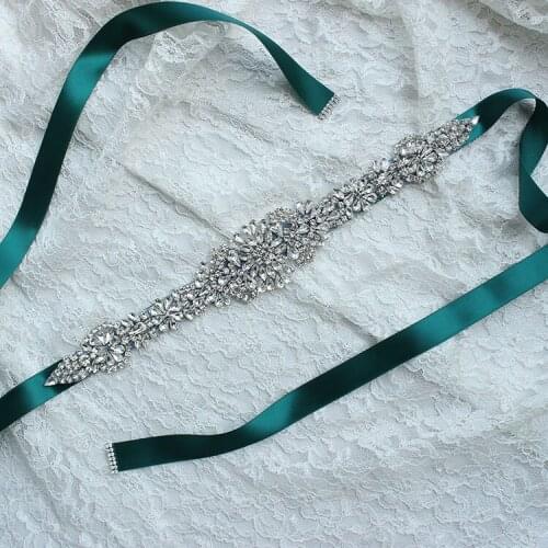 Crystal Wedding Belts Satin Rhinestone Wedding Dress Belt Wedding Accessories Bridal Ribbon Sash Belt
