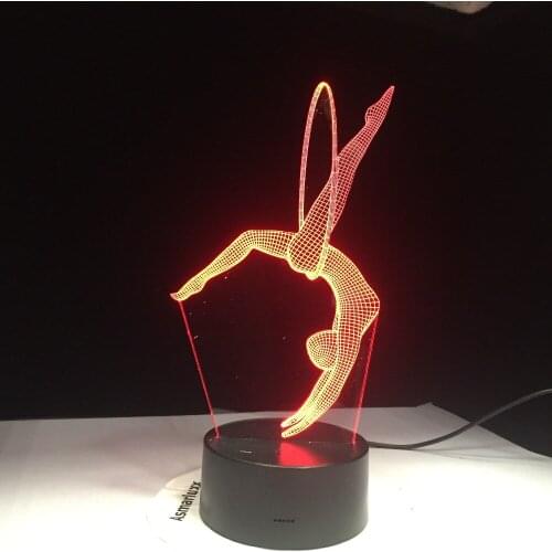 Artistic Gymnastics LED 3D Night Light Desk Lamp Home Lighting 7 Color Change Kids Gift with Remote Controller