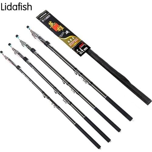 LIDAFISH rock hero spinning Carbon Fishing Pole for gift 2.7M-3.6M black Portable Telescopic Fishing Rod ultralight Fishing Pole