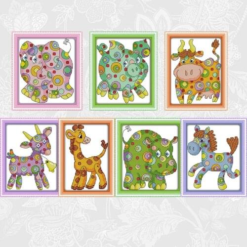 Colorful animal series Aida Canvas 11ct 14ct Cross Stitch kits Embroidery DIY Handmade Needlework Home Decoration Painting