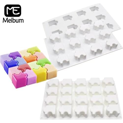 Meibum Puzzle Cake Silicone Molds French Mousse Dessert Chocolate Mould Muffin Pastry Pan Decorating Tools Baking Accessories