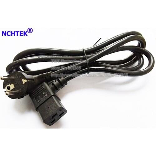NCHTEK 1.8M 16A European CEE7 3Pole Male Schuko to Left Angled C19 Female Power Cord For UPS PDU/Free Shipping/2PCS