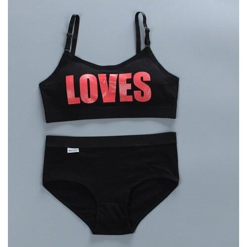 Teenagers Girls Lingerie Cotton Underwear Sets Kids Young Girls Training Bras Puberty Students Bra Vest Brassiere Panties 8-16Y