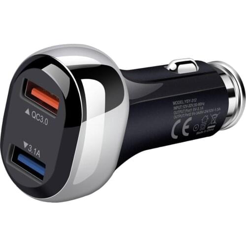 New Private Model Vehicle Charging Fast Charging High Pass Double USB multi QC3.0 + 3.1A Dual Port Vehicle Fast Charger
