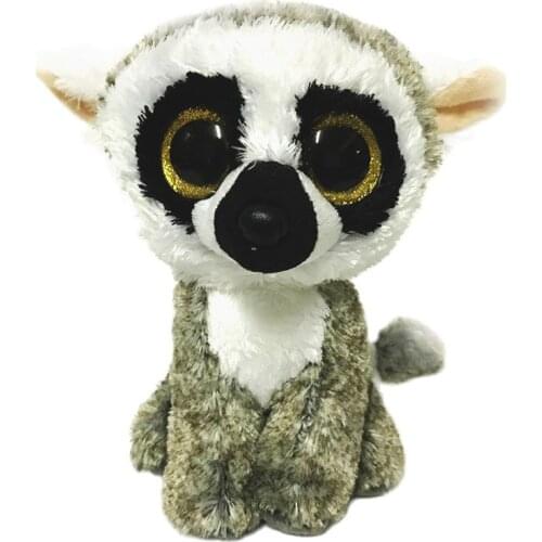 New 6" 15cm Ty Big Glitter Eyes Linus the Lemur Plush Stuffed Animal Collectible Soft Doll Toy Christmas Gift