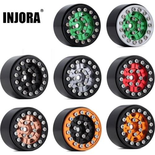 INJORA 4PCS 1.0" CNC Metal Beadlock Wheel Rim for 1/24 RC Crawler Car Axial SCX24 90081 AXI00001 AXI00002 Deadbolt B-17