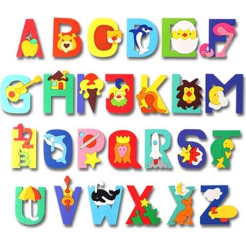 26 letters Montessori Educational toy Wooden 3D Sound Wooden Sensory Jigsaw Brain Potential Training Crafts Learning Toy Gifts