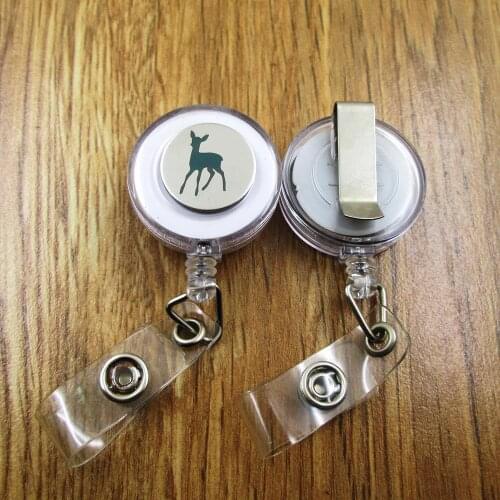 Fawn ID Badge Reel gift for him/her friend family retractable recoil id badge holder work fun