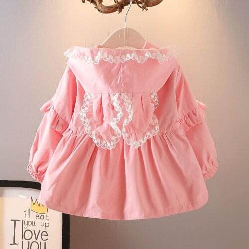 Baby Kids Girls Autumn Jacket Coat 2020 New Korean Style Girls Ears Windbreaker, Childrens Mid-length Fashionable Tops Dress