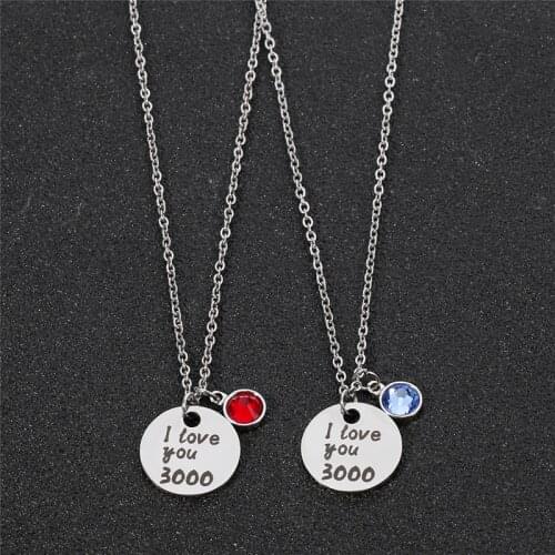 I Love You 3000 Times Necklace Pendants for Women Red Crystal Simple Fashion 2020 Stainless Steel Jewelry for Girls Gifts