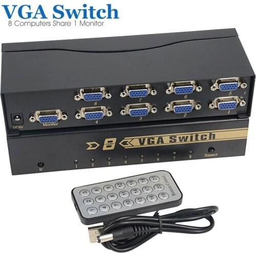 8 Port VGA SVGA Switch Box 8 Input 1 Output VGA Monitor Share Switch for Computer TV Box with Remote Control
